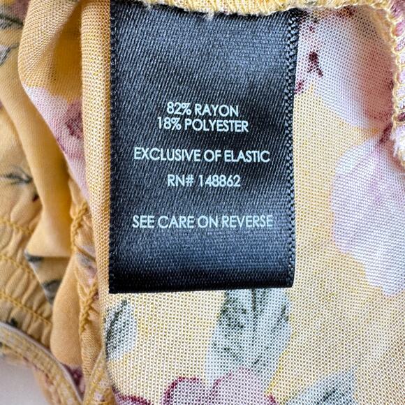 Torrid Womens Challis Smocked 3/4 Sleeve Top Blouse Size 1X Floral Flowy Yellow - Picture 5 of 7